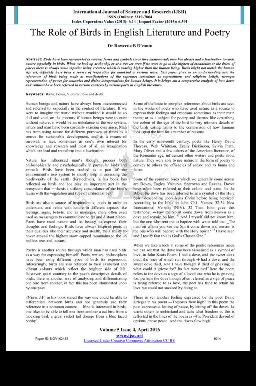 Păsările din literatură au continuat: reprezentări poetice ale frumuseții aviare