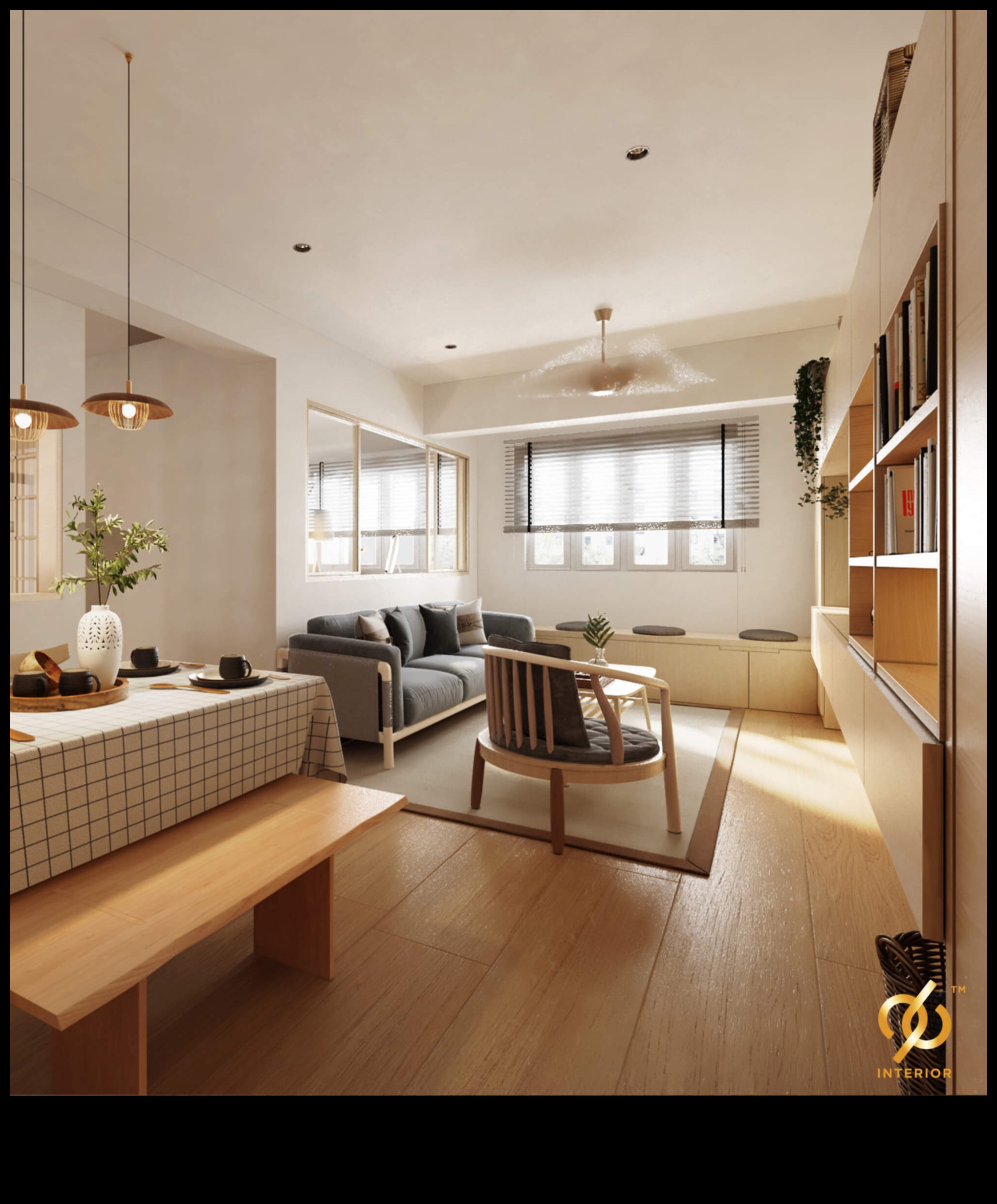 Cum se realizează un decor modern de living japonez pentru Zen Serenity folosind idei de decor?