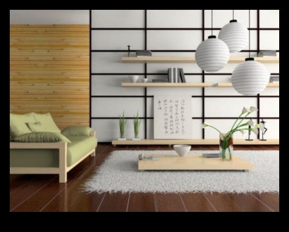 Cum se realizează un decor modern de living japonez pentru Zen Serenity folosind idei de decor?