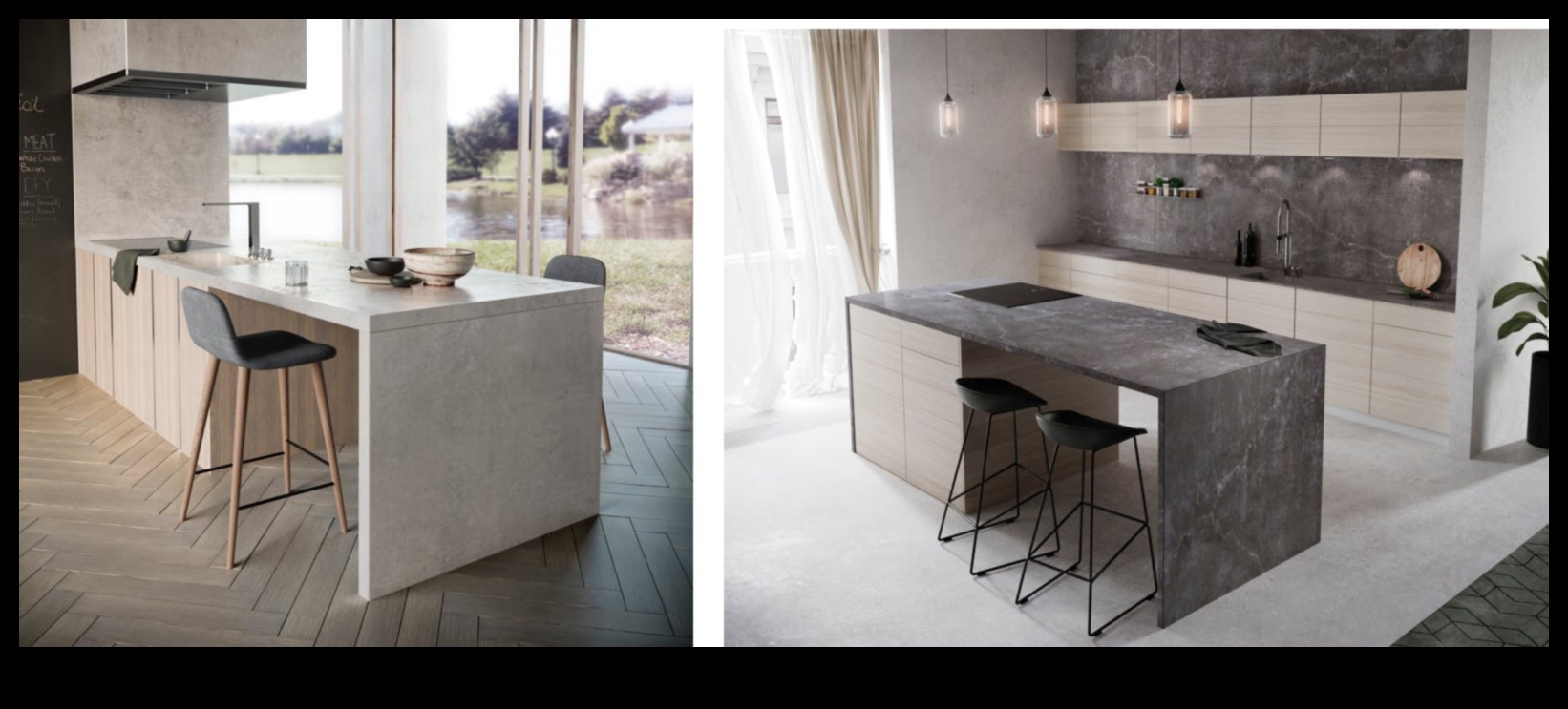 Care sunt unele modalități elegante de a folosi beton în designul industrial de bucătărie chic?