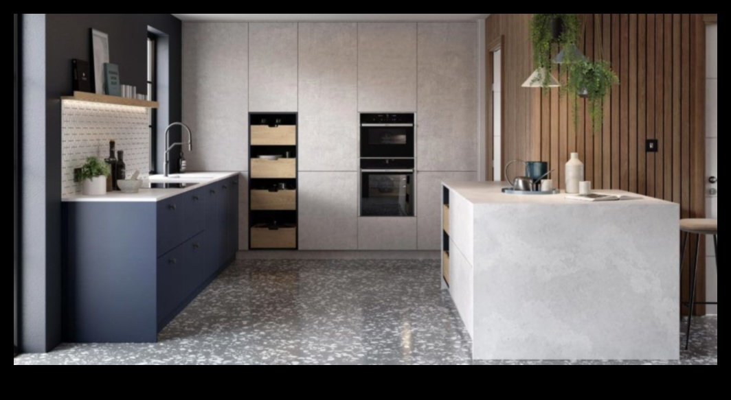 Care sunt unele modalități elegante de a folosi beton în designul industrial de bucătărie chic?